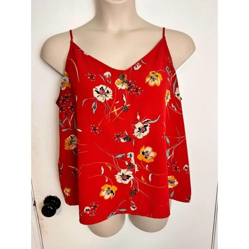 Maurices red floral tank button front size XXL #0796
